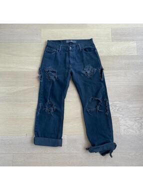 Levi's 505 Vintage Overdyed Black Ripped Boyfriend Jeans